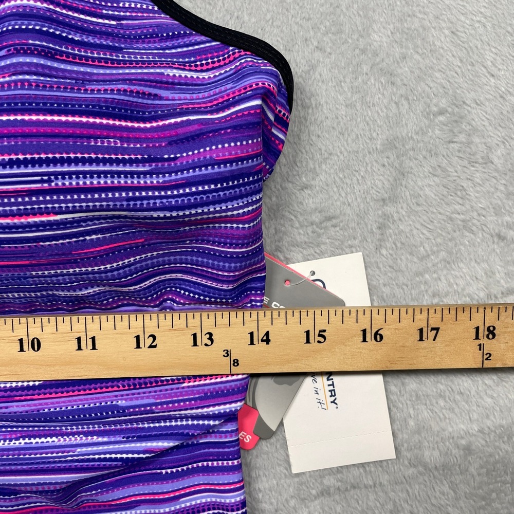 Free Country Tankini Top Women XL Purple Stripe Zip Front Racerback NEW - Picture 12 of 13